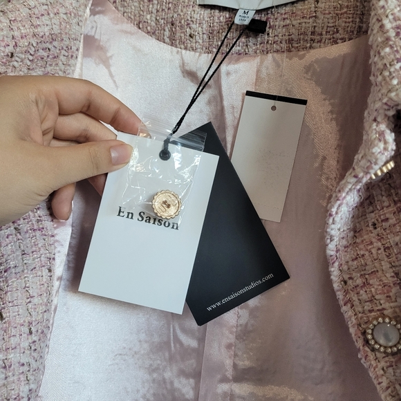 En Saison Pink Tweed Cropped Blazer size M - Picture 6 of 8